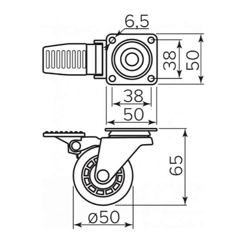 Колесо на подшипнике прозрачное КМ-А, D50