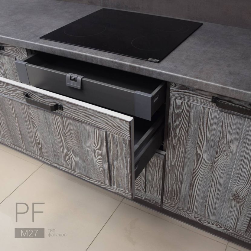 Кухня в стиле лофт из массива сосны