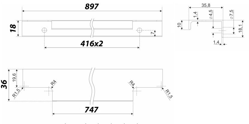 Ручка мебельная торцевая RAY RT109