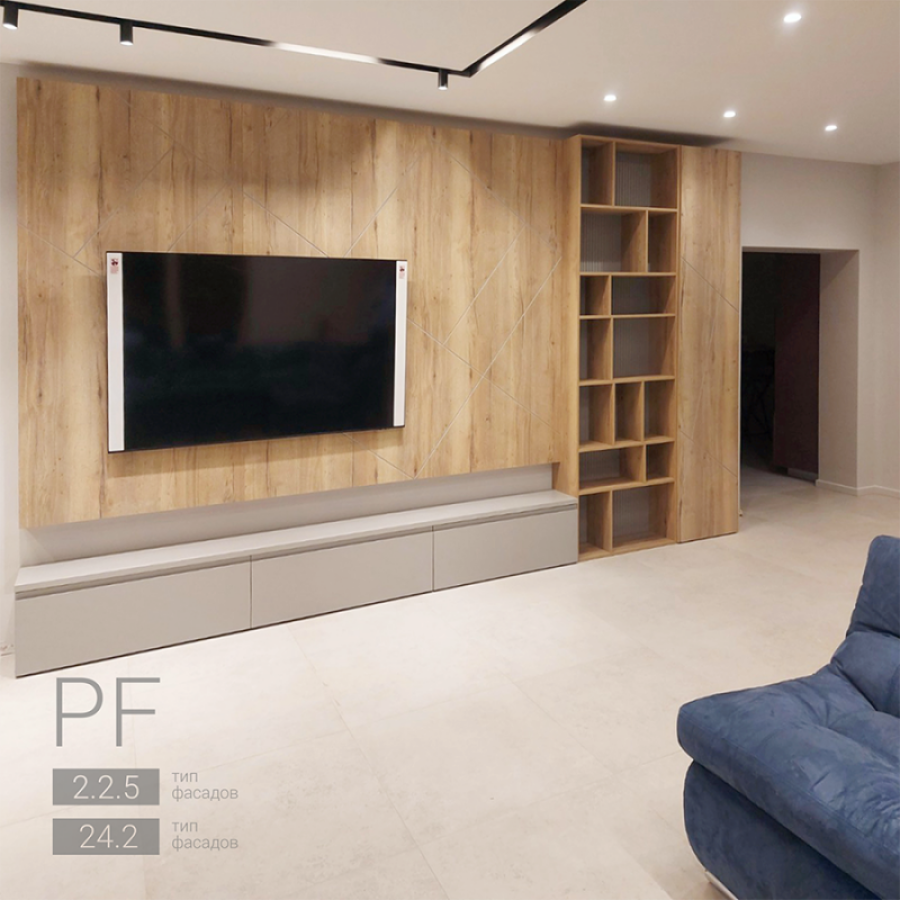 Стенка для гостиной с авторскими деталями